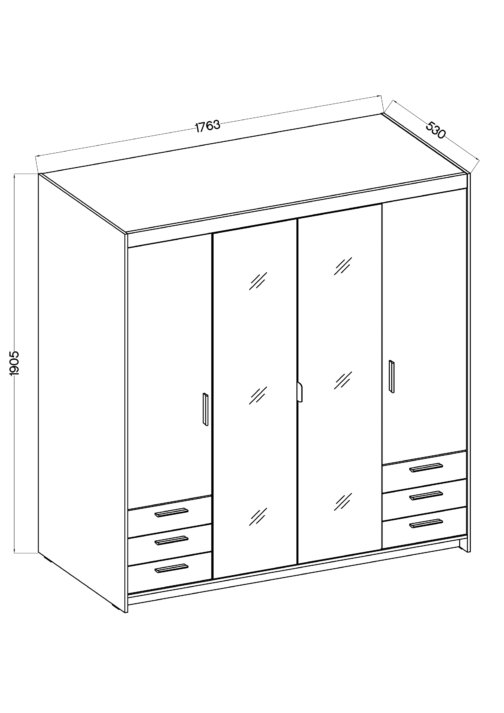 Szafa Elena 4F 6S Lustro Biała - obrazek 5
