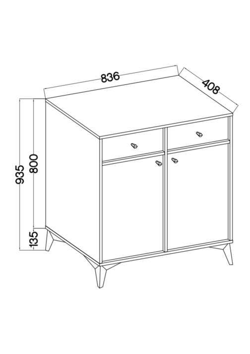 Komoda TOKIO 2F 2S Eucaliptus noga rozgwiazda - obrazek 2