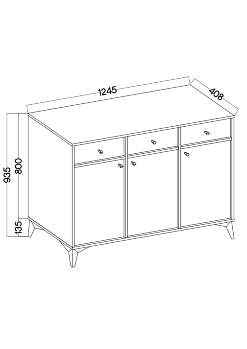 Komoda TOKIO 3F 3S Eucaliptus noga rozgwiazda - obrazek 2