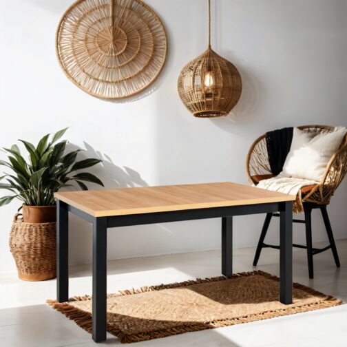 Stół Modena 1 140x80 cm | Rozkładany stół z drewnianymi nogami i laminowanym blatem - obrazek 3