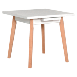 Stół OSLO 1L 80x80-110 cm | Rozkładany stół z drewnianymi nogami i laminowanym blatem