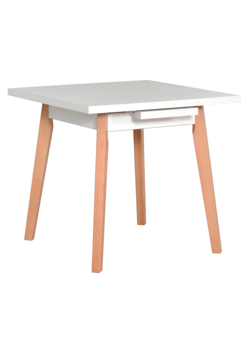 Stół OSLO 1L 80x80-110 cm | Rozkładany stół z drewnianymi nogami i laminowanym blatem