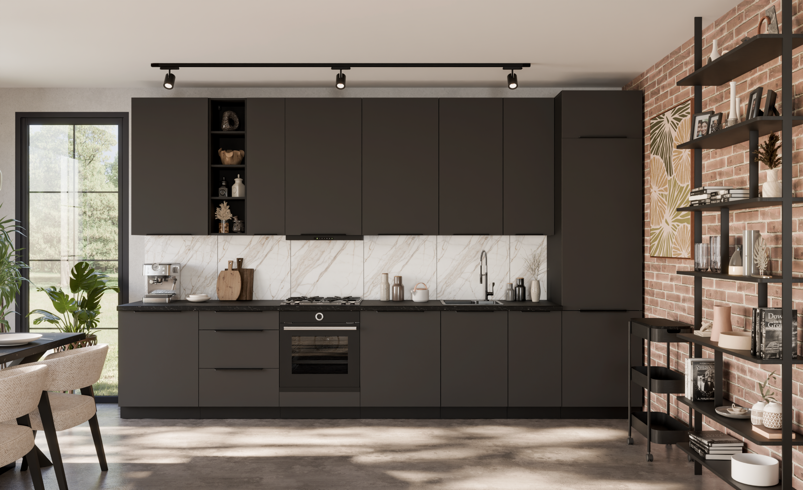 Zestaw mebli kuchennych ARIA Grafit/Czarny 390cm