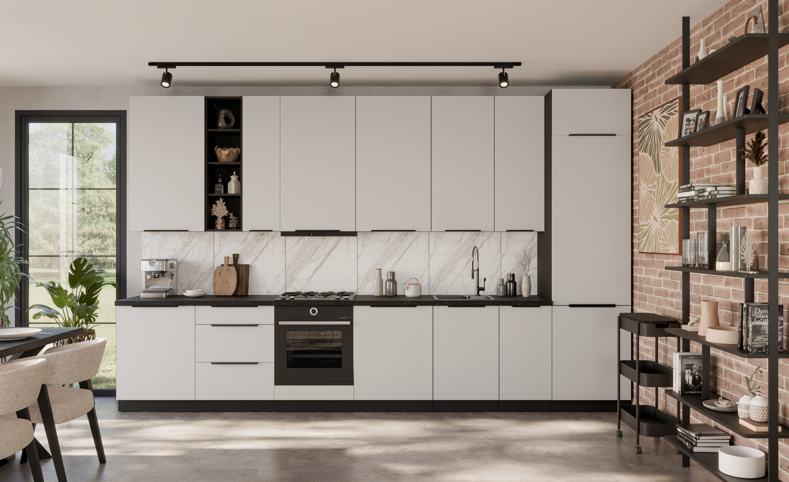 Zestaw mebli kuchennych ARIA Biały/Czarny 390cm