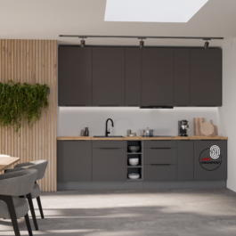 Zestaw mebli kuchennych ARIA Grafit/Antracyt 300cm+180cm