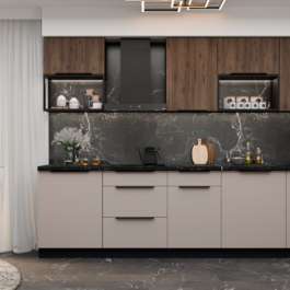 Zestaw mebli kuchennych ARONA/MONZA Kaszmir/Orzech Okapi 280cm