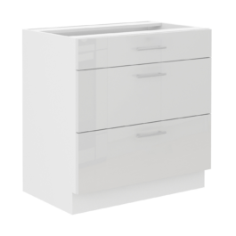Szafka kuchenna dolna z szufladami 80D 3S Premium Box Lara Biały Połysk